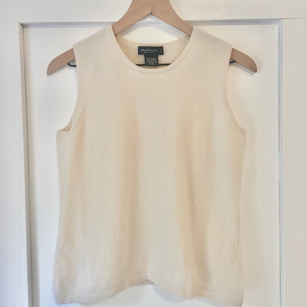 100% Cashmere Vintage Ivory Top | Size Petite Large